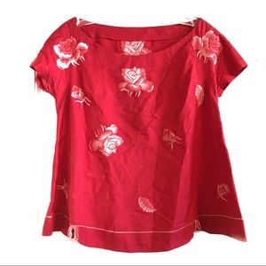 3/$30!!! Vintage handmade embroidered silk top